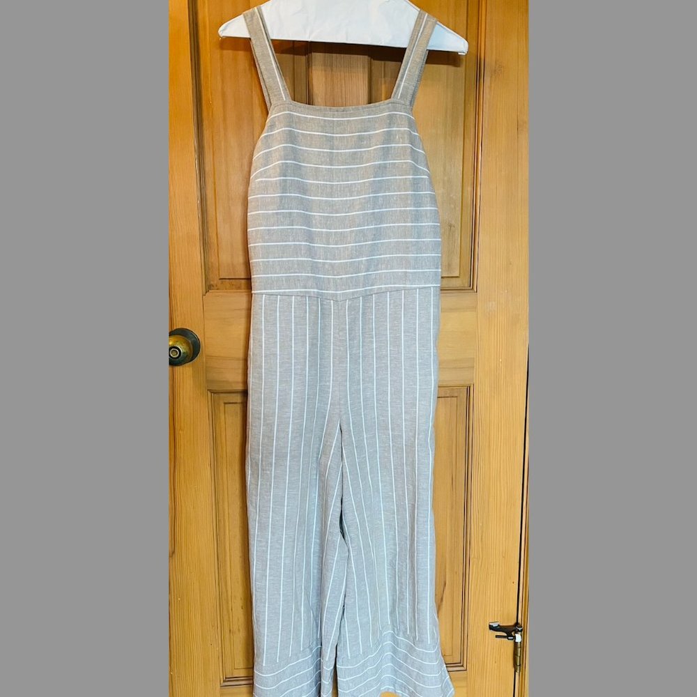 TALIA Striped Cotton & Linen JUMPSUIT